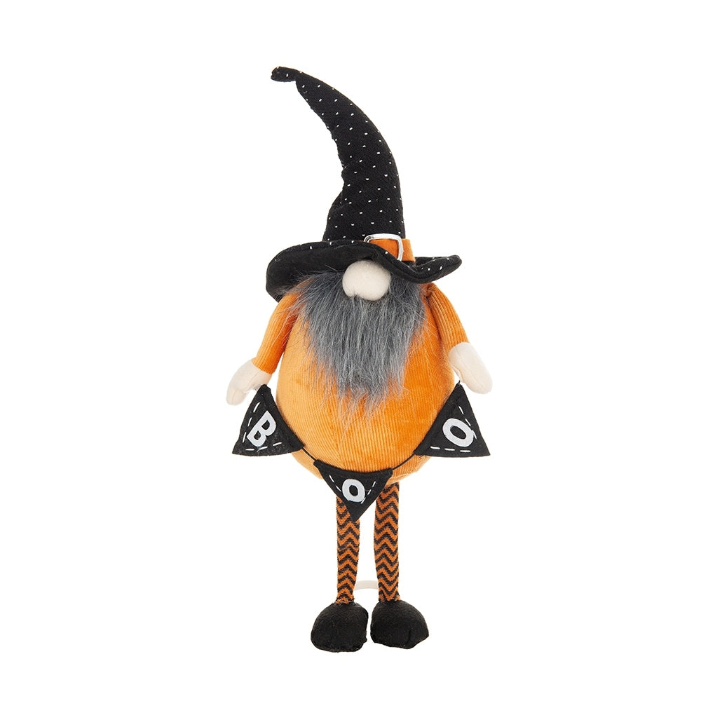 Festive 6.3x4.3x16in Orange Gnome with B-O-O Banner for Halloween