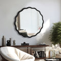 Elegant Solid Wood Wavy Mirror - Versatile Wall Decor for Any Room