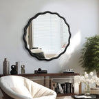 Elegant Solid Wood Wavy Mirror - Versatile Wall Decor for Any Room