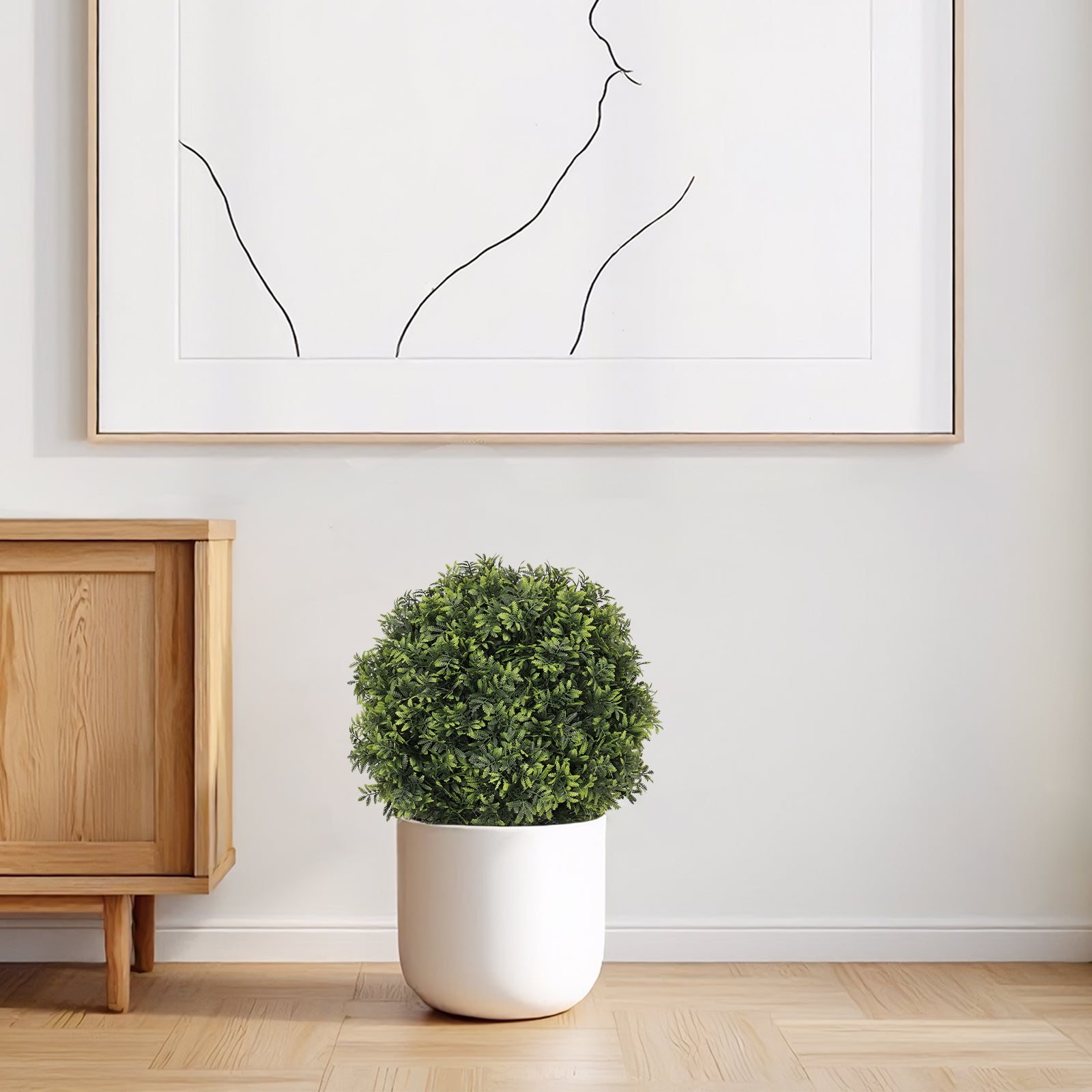 22in Faux Boxwood Ball Trees – Lifelike Potted Decor for Any Space