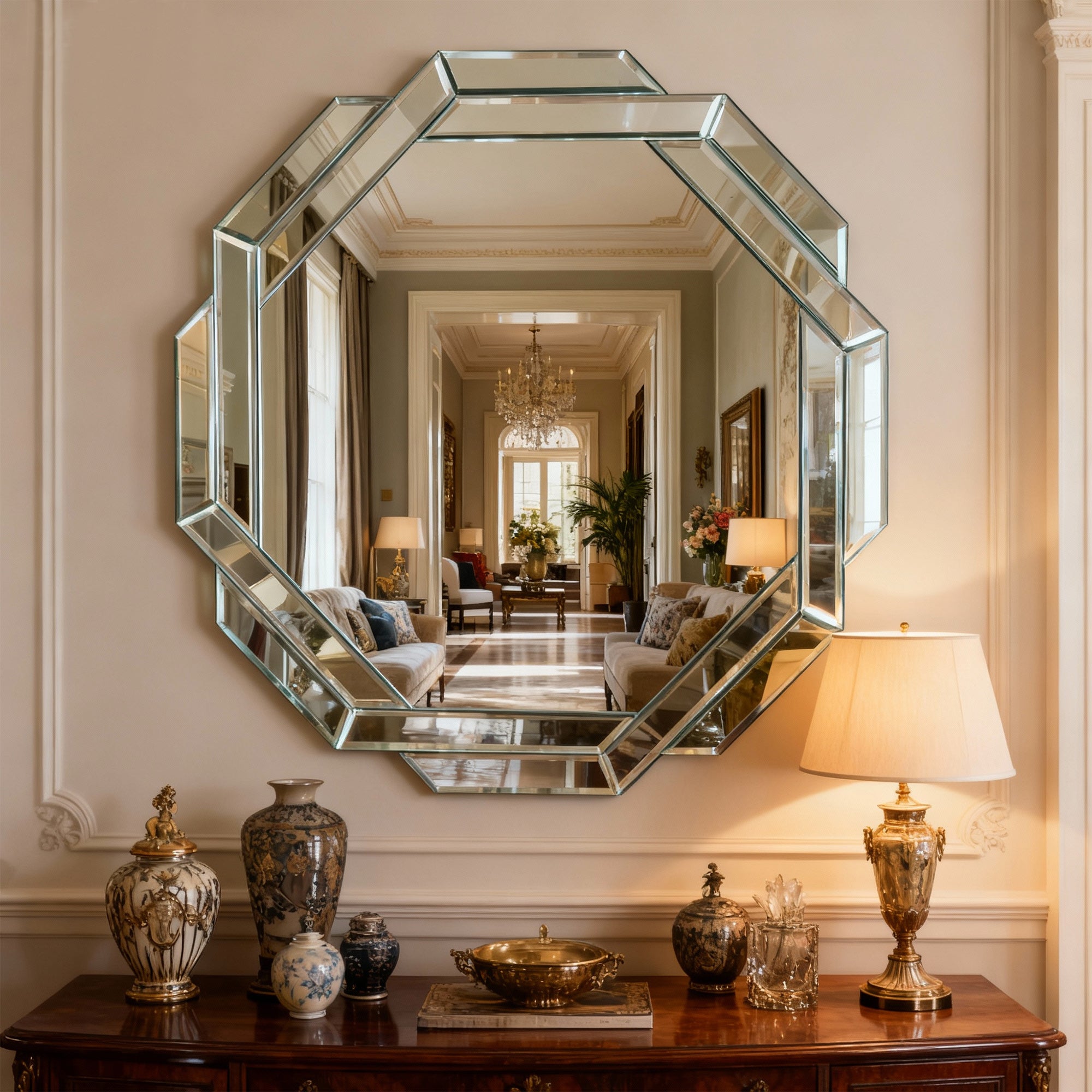 Elegant 29.92in Octagonal Frameless Mirror for Stylish Home Decor