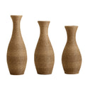 Elegant 3-Piece Beige Rattan Floor Vase Set for Stylish Home Decor