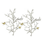 Elegant 17x5.5x22in Metal Branch Wall Sculptures with Bird Accents - Set of 2