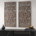 Elegant Distressed Carved Wood 2-Piece Wall Decor Set for Home