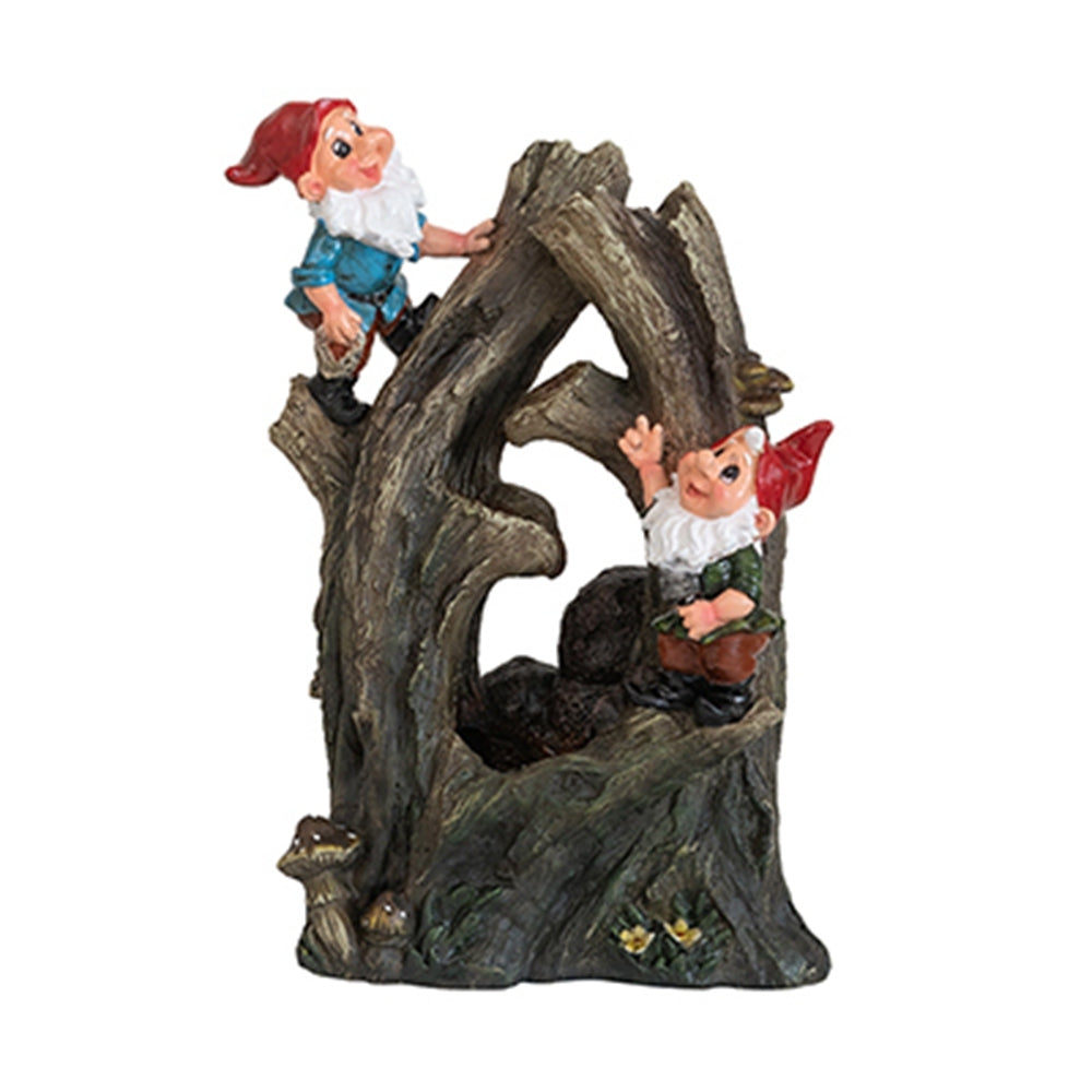 Whimsical Woodland Gnome Water Fountain with LED Light for Home Decor
