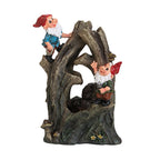 Whimsical Woodland Gnome Water Fountain with LED Light for Home Decor