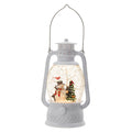 Charming 4.7in White Lantern with Snowman & Tree - LED Spinning Decor