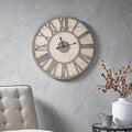 Stylish 23.6in Wood Wall Clock: Rustic Design with Roman Numerals