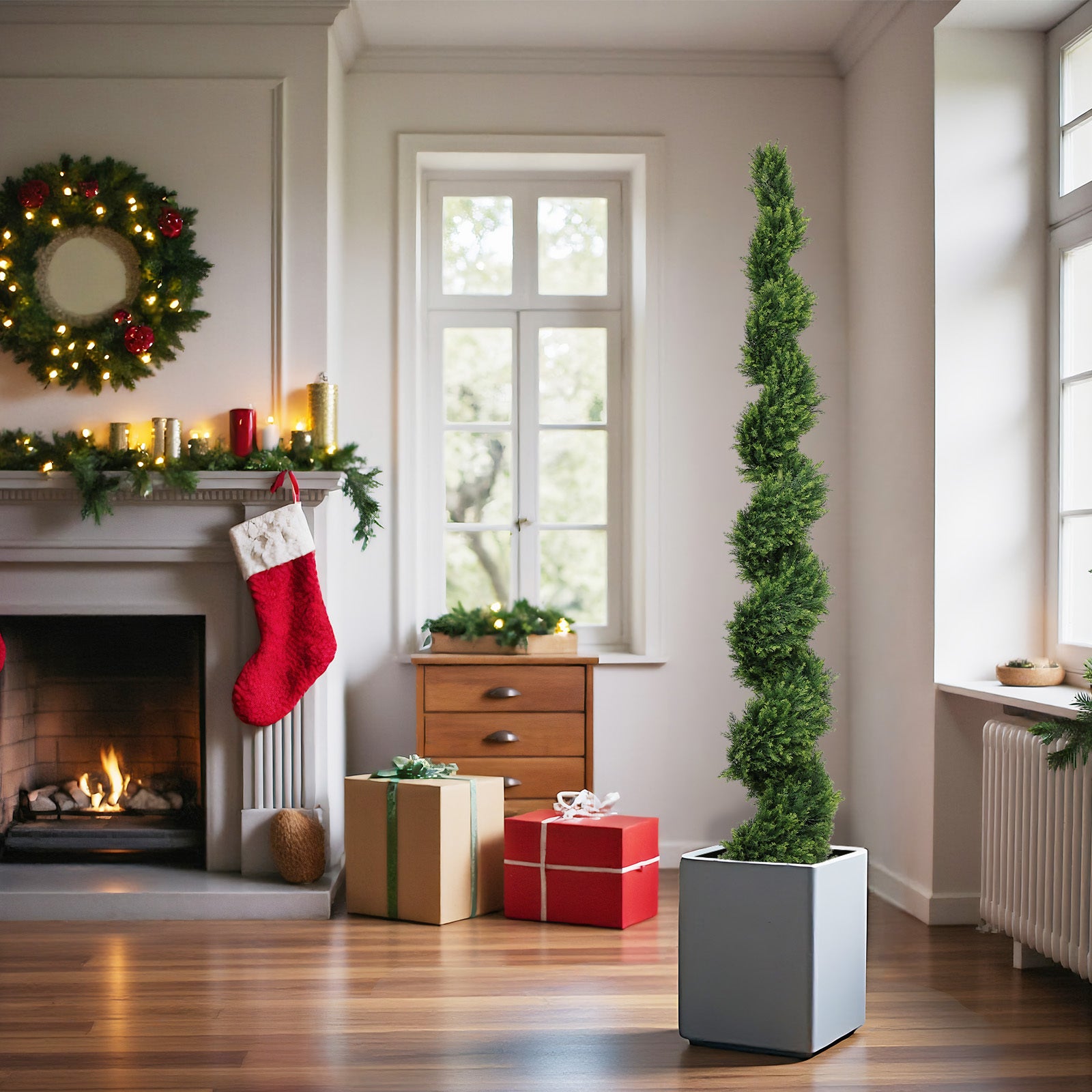 7FT Tall Two-Tone Cypress Pine Tree – Elegant Faux Greenery for All Spaces