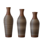 Elegant Handcrafted PVC Floor Vase Set of 3 - Timeless Brown Decor