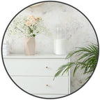 Elegant 30-Inch Black Metal Framed Round Bathroom Mirror for Wall