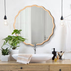 Stylish Solid Wood Wavy Mirror: Modern Wall Decor for Any Room