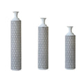 Elegant 3-Piece Metal Floor Vase Set with Geometric Design
