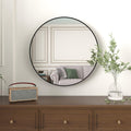36in Black Metal Framed Round Bathroom Mirror - Classic & Safe Design