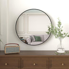 36in Black Metal Framed Round Bathroom Mirror - Classic & Safe Design