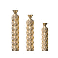 Elegant Gold-Plated Metal Vase Set with Geometric Design - 3 Sizes