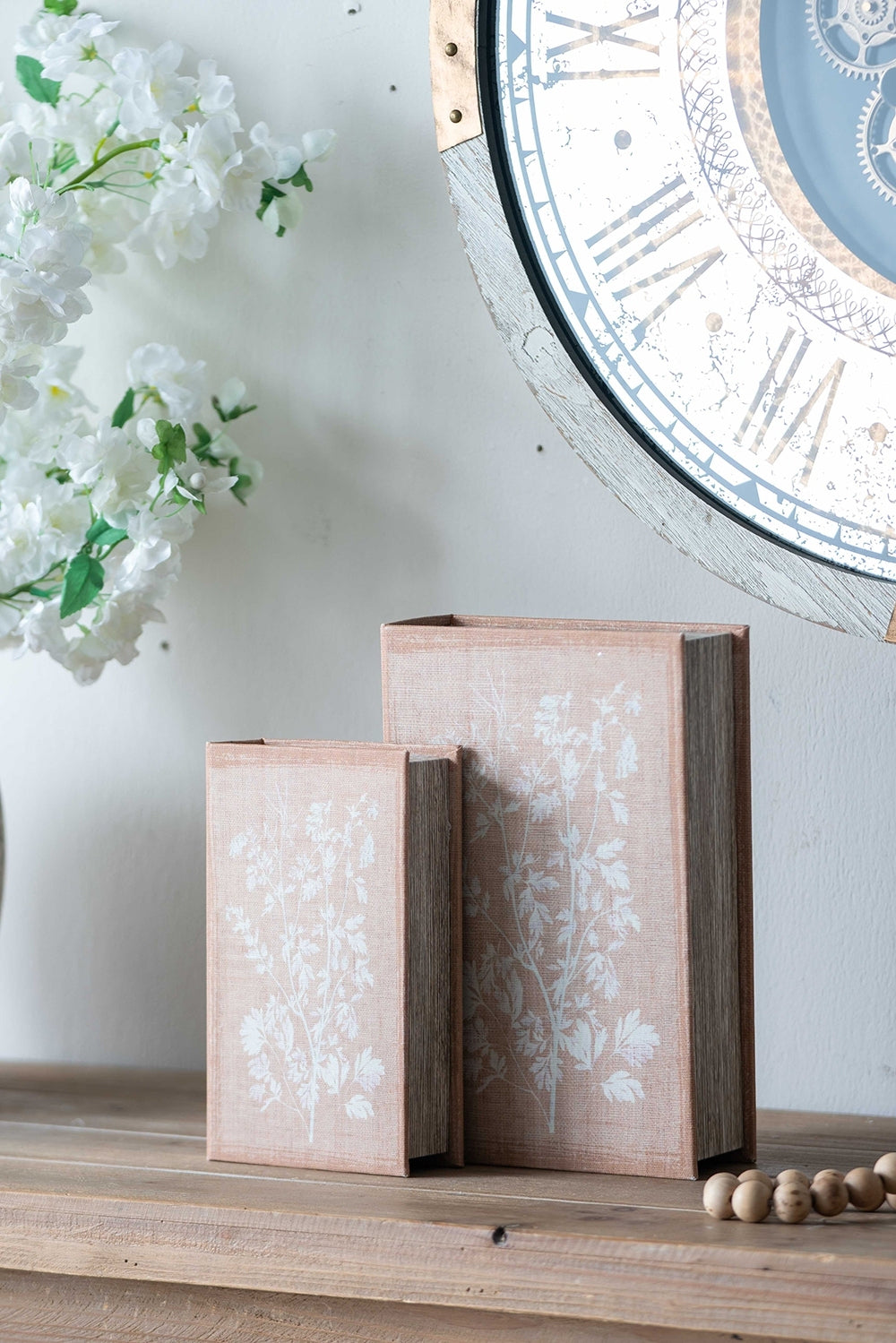 Elegant Set of 2 Floral Decorative Book Boxes for Stylish Storage