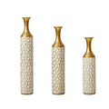 Gorgeous Set of 3 Modern White Metal Vases for Luxurious Home Décor